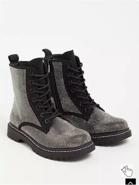 Torrid Stevie Chunky Combat Boot - Rhinestone Black (WW)